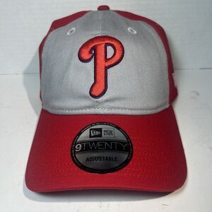Philadelphia Phillies New Era 9Forty Adjustable Grey/Red  Baseball Hat - NWT